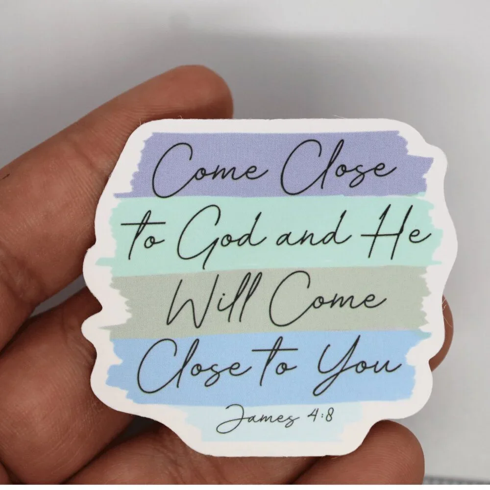 Sticker Religious Christian Bible Verse James 4:8